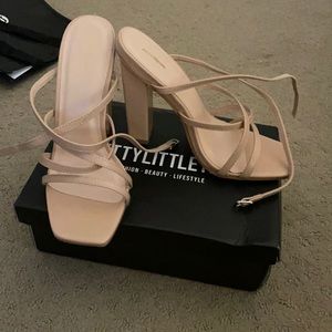brand new nude heels from pretty little thing